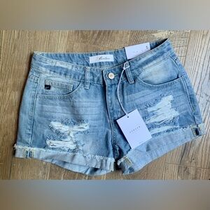 KanCan Blue Distressed Jean Shorts Vintage Style NWT S